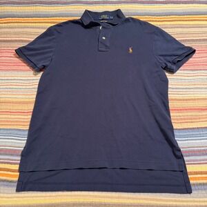 Polo Ralph Lauren Mens Pima Soft Touch Polo Shirt Navy Blue M Short Sleeve Logo